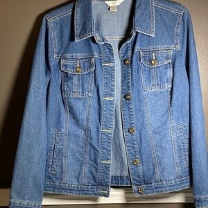 Christopher & Banks Classic Style Blue Denim Jacket with Rhinestone Buttons